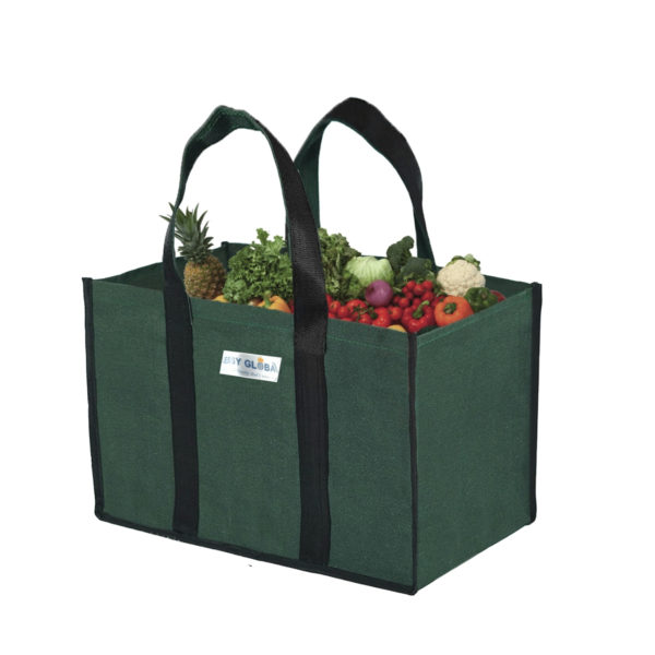 Reusable Large Canvas Grocery Shopping Tote Bag with Extra Heavy Duty Super Strong with Reinforced Handles & Sturdy Thick Bottom for Work Gym Beach Travel Bag (26x43x33 cm), Dark Green (JG-CSB-G1) - Image 2